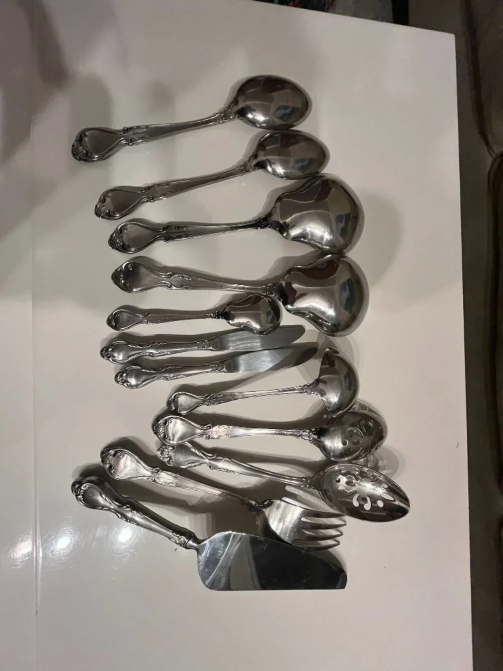 Lyon International Queens Fancy Stainless Serving Pieces Hostess Lot - 12 pieces